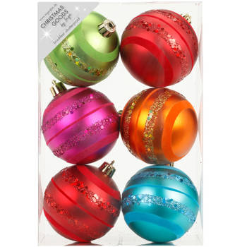12x Kunststof kerstballen gekleurd 8 cm - Kerstbal