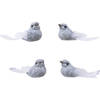 4x Decoratie glitter vogeltjes zilver op clip 5 cm - Kersthangers