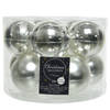 Decoris Kerstballen set - 10x stuks - zilver - glas - 6 cm - Kerstbal