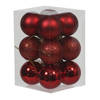 Othmar Decorations Kerstballen - 12x st - rood - D6 cm - kunststof - Kerstbal