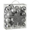 39x stuks kunststof kerstballen en kerstornamenten met ster piek zilver mix - Kerstbal