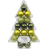 17x Kunststof groene kleine kerstballen pakket 3 cm - Kerstbal
