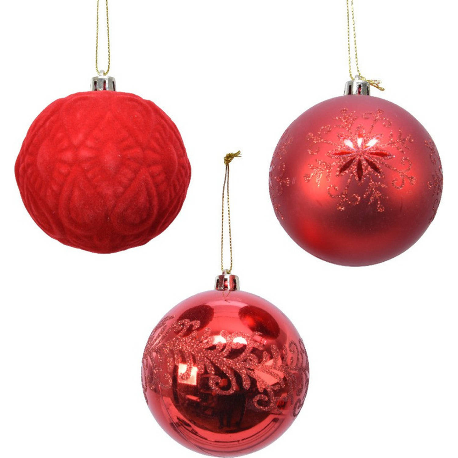 24x Rode Luxe Kunststof Kerstballen 8 Cm Kerstversiering Kerstbal