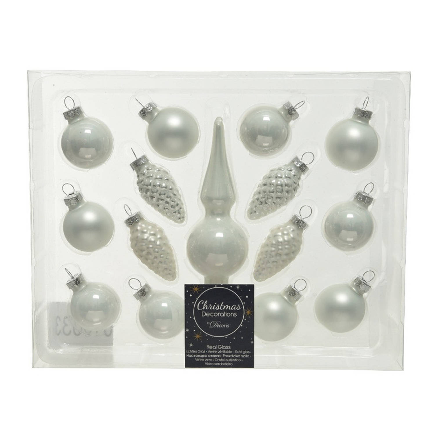 Gespecificeerd Tropisch Mok Winter witte glazen kerstballen 3 cm en piek set voor mini kerstboom 15-dlg  - Kerstbal | Blokker