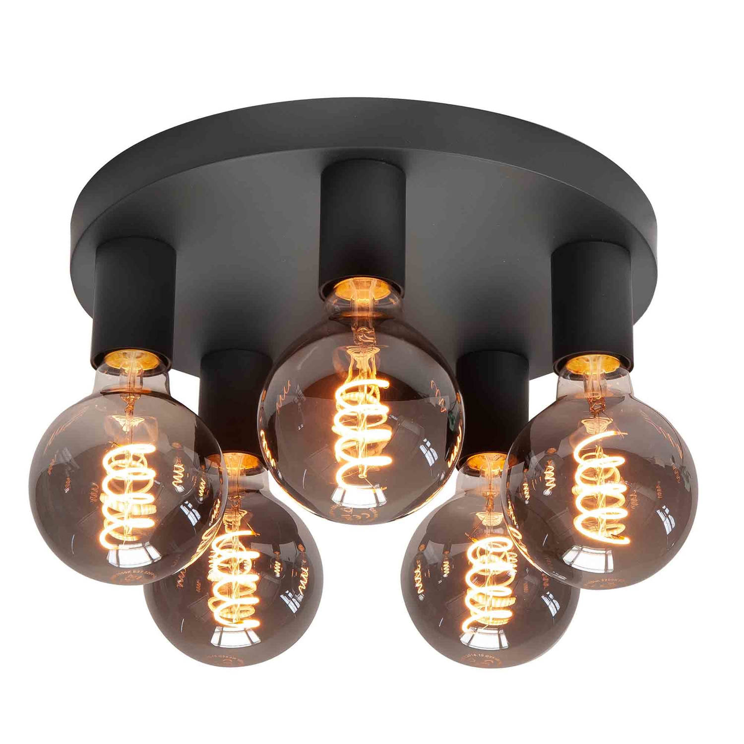 Highlight Plafondlamp Basic 5 lichts Ø 30 cm E27 zwart