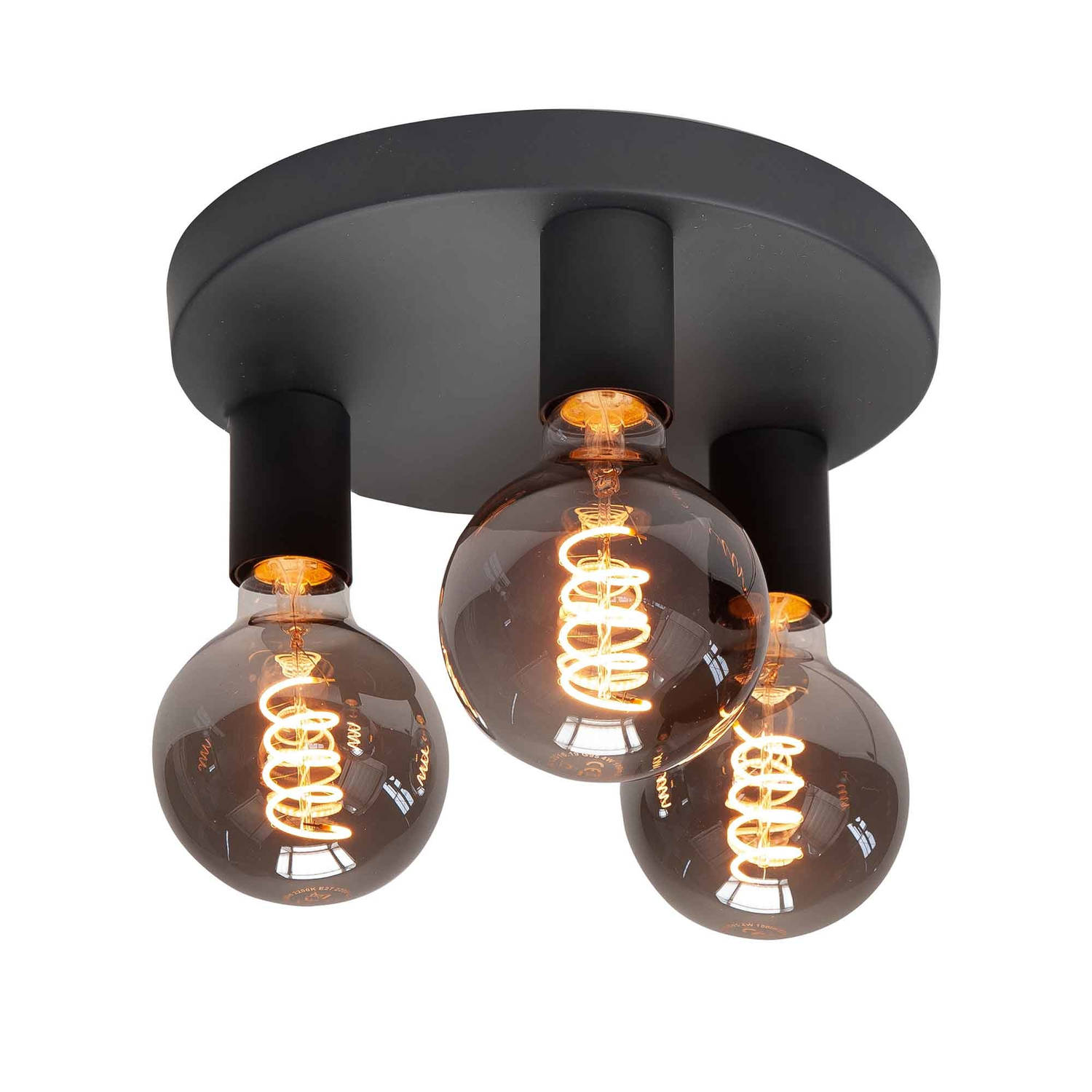 Highlight Plafondlamp Basic 3 lichts Ø 25 cm E27 zwart