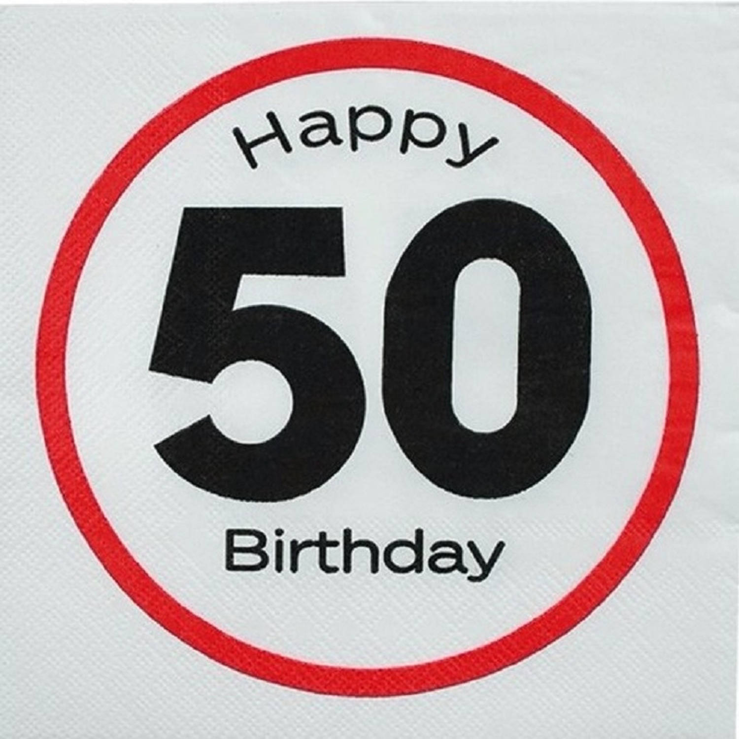 40x stuks 50e verjaardag servetten verkeersbord - Feestservetten