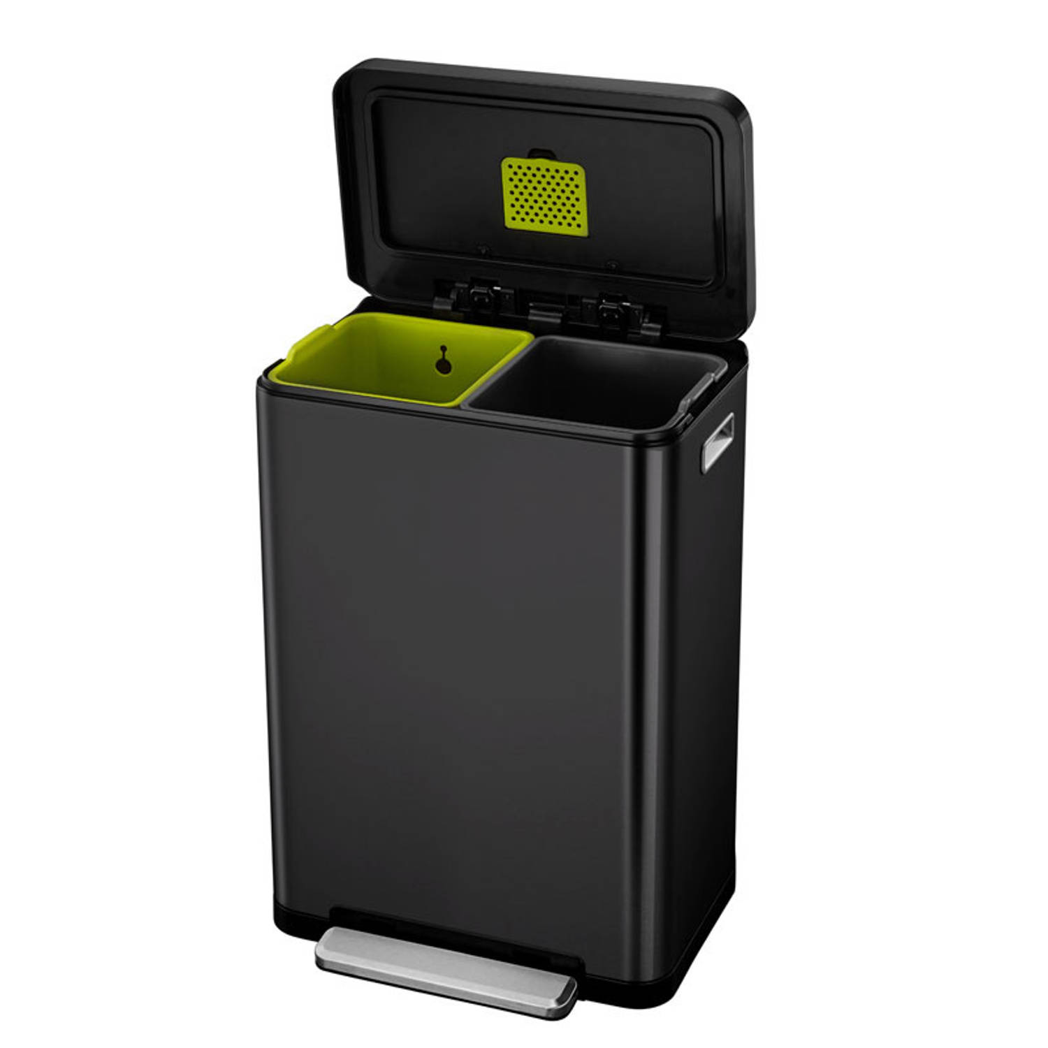 EKO pedaalemmer X-Cube afvalscheider liter RVS zwart | Blokker