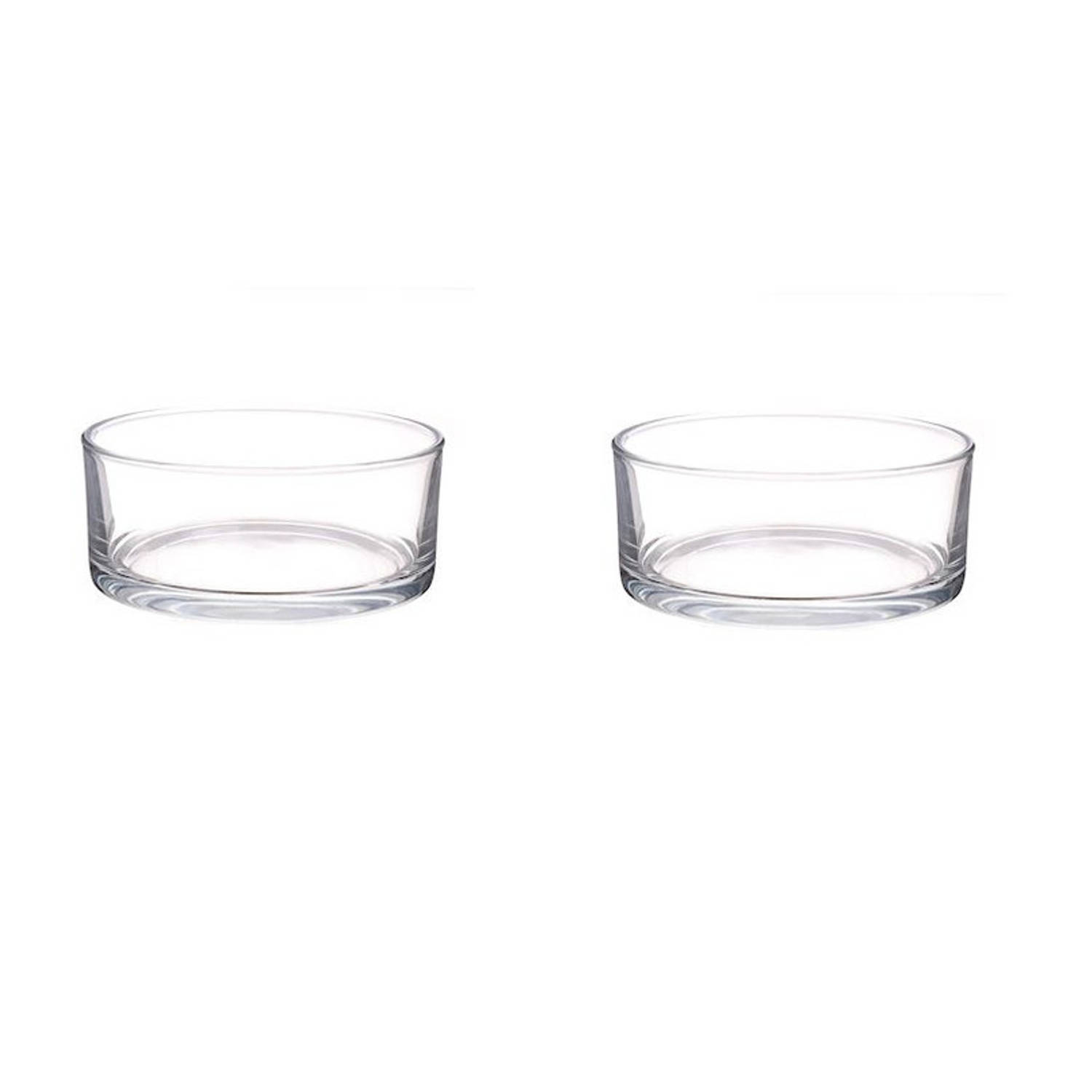 Matrix aantrekken Goed doen 2x Lage glazen schalen transparant glas cilindervormig 8 x 19 cm - Vazen |  Blokker