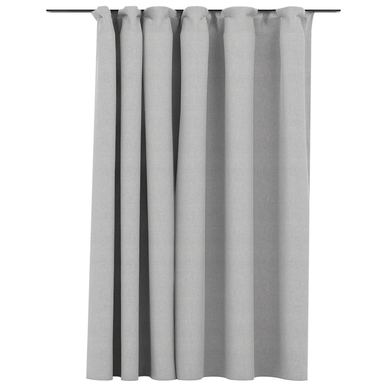 vidaXL Gordijn linnen-look verduisterend met haken 290x245 cm grijs