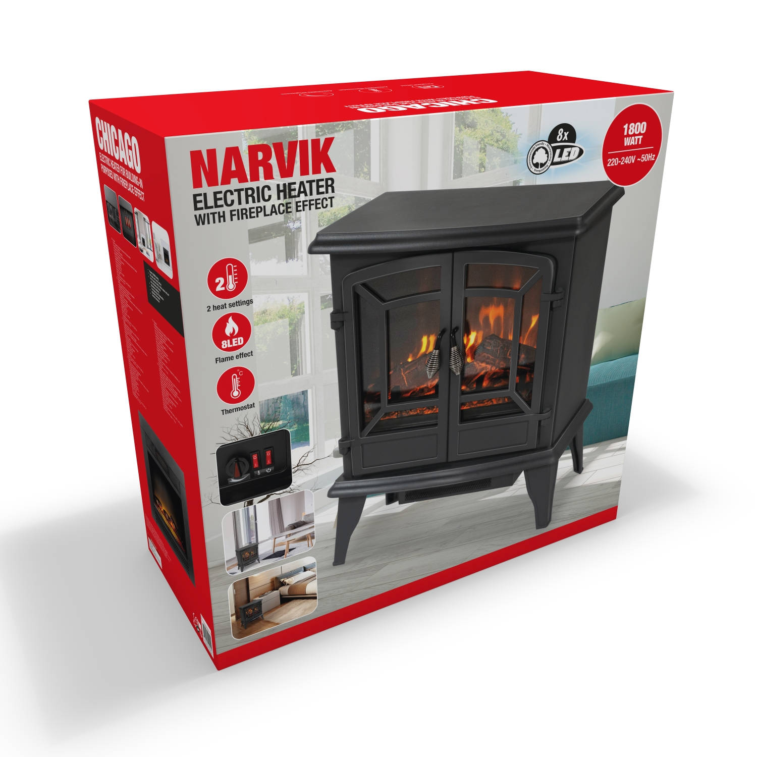 discretie Karu duidelijkheid Classic Fire Elektrische Sfeerhaard Narvik - LED - 1800 Watt - Zwart |  Blokker