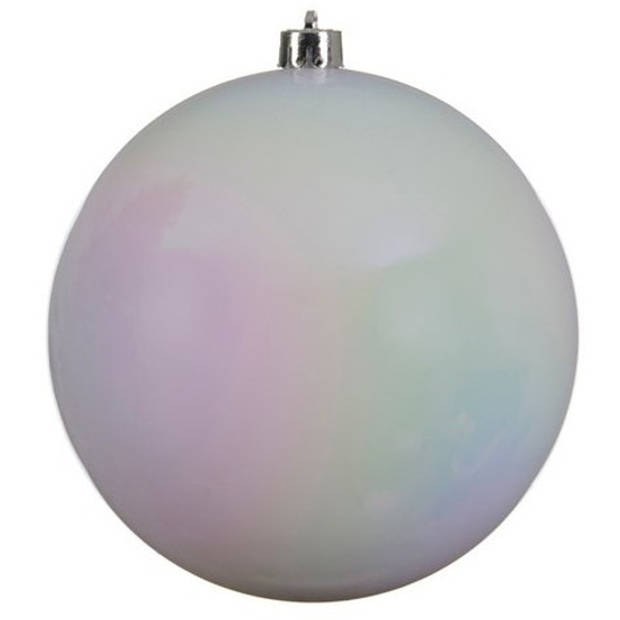 Grote decoratie kerstballen - 2x st - 20 cm - champagne en wit parelmoer - kunststof - Kerstbal