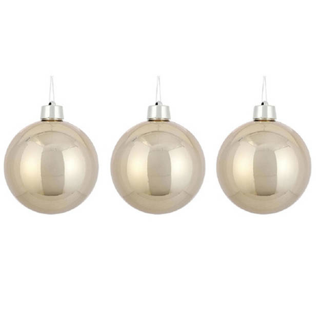 1x Grote kunststof decoratie kerstballen licht champagne 20 cm - Kerstbal