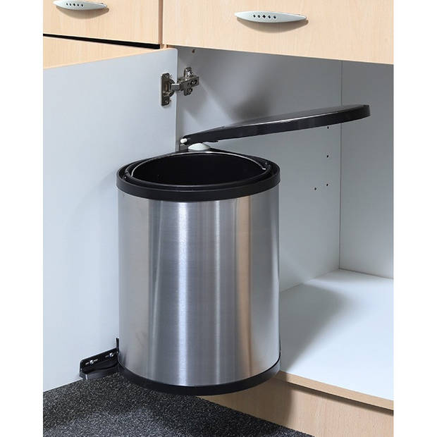 Uitschuifbare RVS prullenbak voor keukenkast 12 liter - Prullenbakken