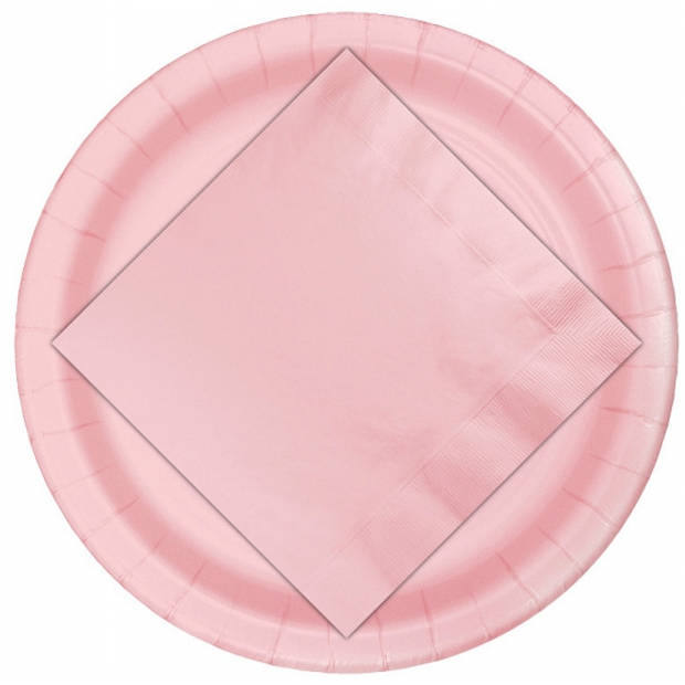 20x Papieren feest servetten baby roze - Feestservetten