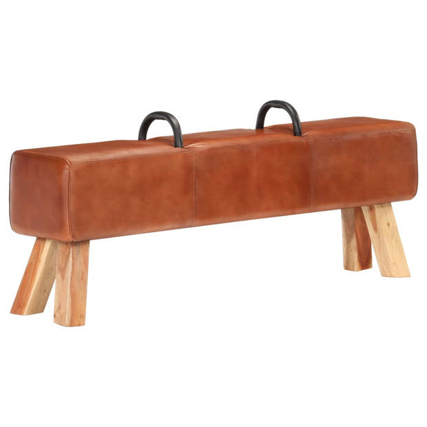 The Living Store Bokbankje Old School - Meubel - 135 x 25 x 55 cm - Bruin