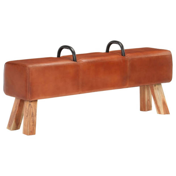 The Living Store Bokbankje Old School - Meubel - 135 x 25 x 55 cm - Bruin