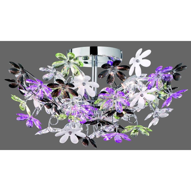 Reality plafondlamp Flower 25 x 51 cm staal/acryl chroom