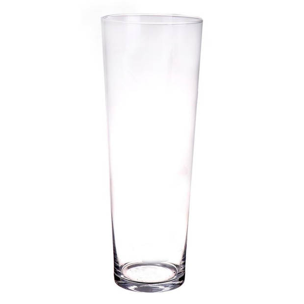 Set van 2x stuks conische glazen vaas/vazen rond helder glas 40 cm - Vazen