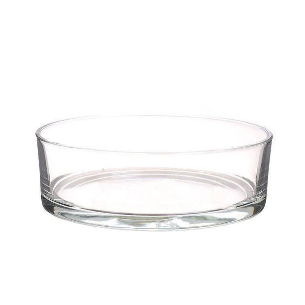 Lage glazen schaal transparant glas cilindervormig 8 x 25 cm - Vazen