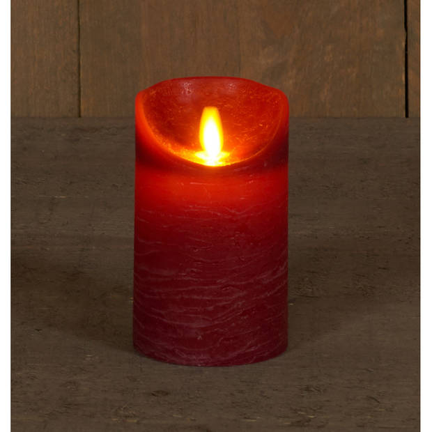 2x LED kaarsen/stompkaarsen bordeaux rood met dansvlam 12,5 cm - LED kaarsen