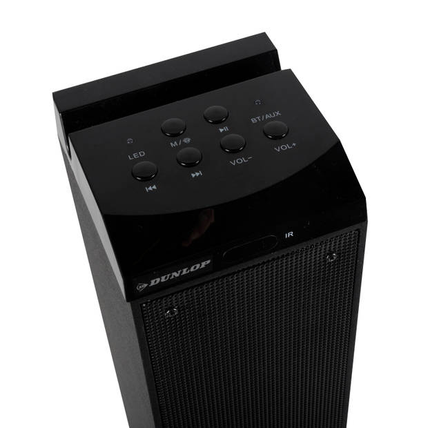 Dunlop Bluetooth Speaker - 10W - Draadloos - met Afstandsbediening - LED Lichtshow - FM-functie - Zwart