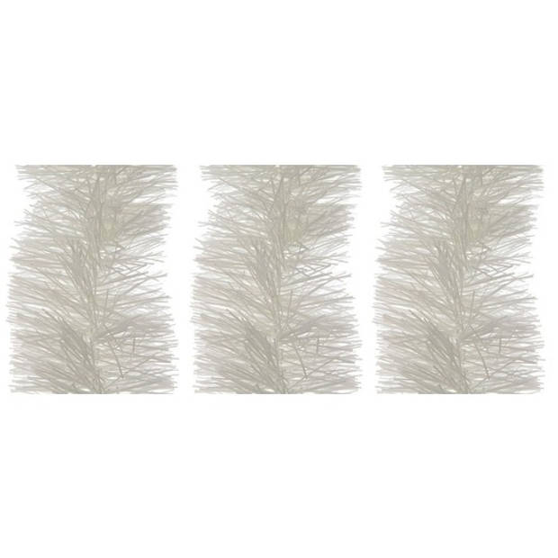 3x Kerst lametta guirlande winter wit 10 cm breed x 270 cm kerstboom versiering/decoratie - Kerstslingers