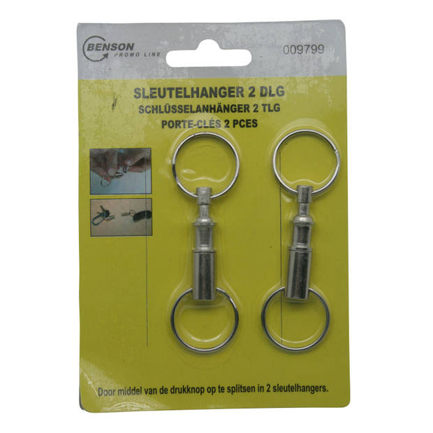 2x Metalen key snaps / deelbare sleutelhangers zilverkleurig met sleutelringen - Sleutelhangers