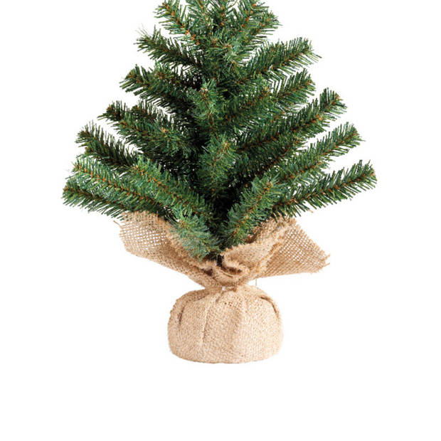 Mini kerstboom 35 cm - met kerstverlichting warm wit 300 cm - 40 leds - Kunstkerstboom
