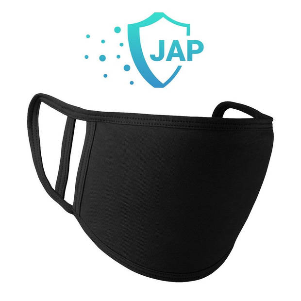 JAP Mondkapje - Europese Productie - Wasbaar - Fijn ademen - Zwart