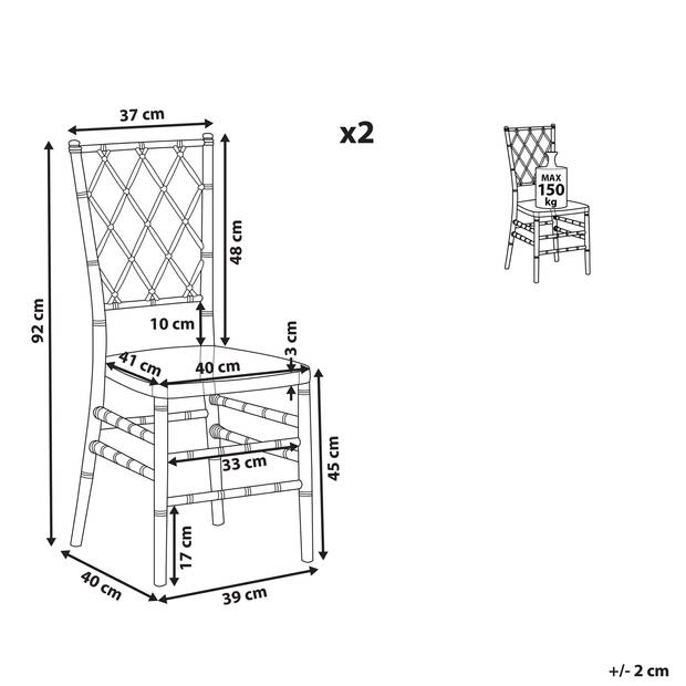 Beliani CLARION - Banketstoel-Wit-Polycarbonaat