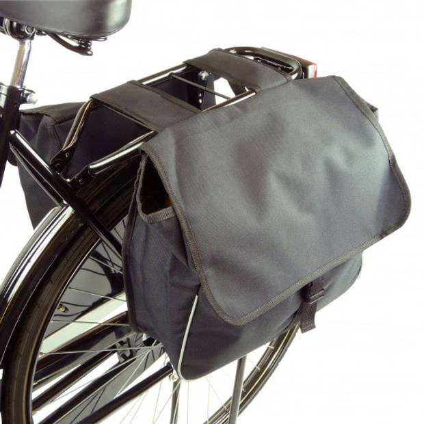 Dresco dubbele fietstas Basic Shopper 26 liter nylon donkergrijs