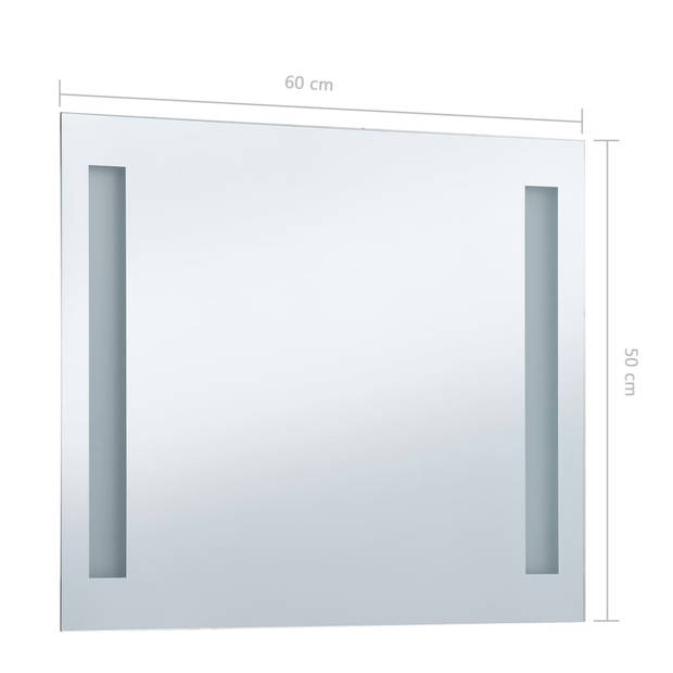 The Living Store Badkamerspiegel LED-verlichting - 60 x 50 cm - Zilver