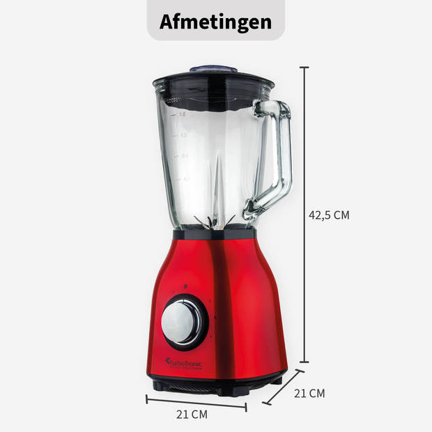 TurboTronic BG6 Blender - Grinder - 1.5 Liter - Rood