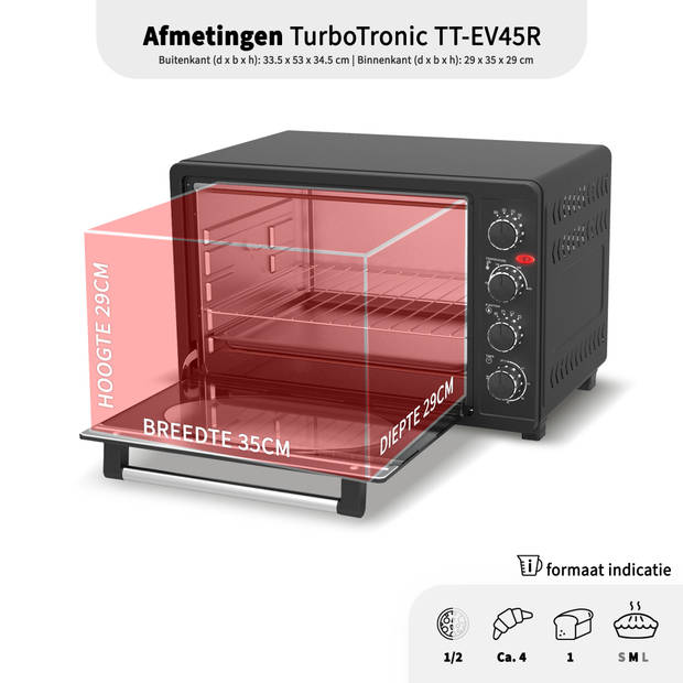 TurboTronic EV45R Retro Elektrische Oven - 45 liter - Crème