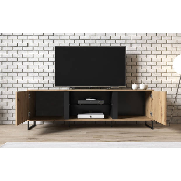 Meubella TV-Meubel Saturn - Eiken - Zwart - 170 cm