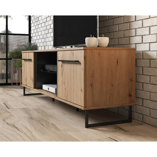 Meubella TV-Meubel Saturn - Eiken - Zwart - 170 cm