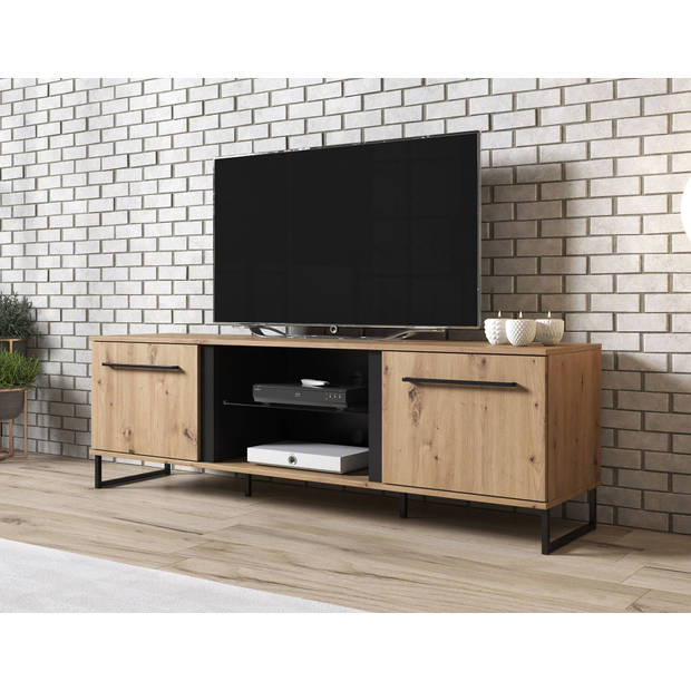 Meubella TV-Meubel Saturn - Eiken - Zwart - 170 cm