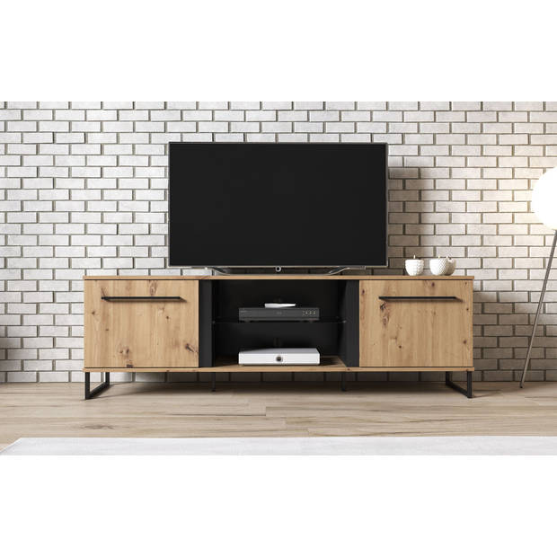 Meubella TV-Meubel Saturn - Eiken - Zwart - 170 cm