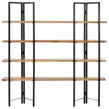 The Living Store Boekenkast met 4 schappen 160x35x160 cm massief mangohout - Kast