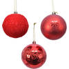 Decoris luxe kerstballen - 12x st - rood - 8 cm - kunststof - Kerstbal