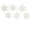 Kerstboomversiering kersthangers 6x witte sneeuwvlokken 10 cm - Kersthangers