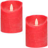2x LED kaarsen/stompkaarsen rood met dansvlam 10 cm - LED kaarsen
