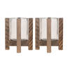 2x Kaarsenhouders voor theelichtjes/waxinelichtjes op houten standaard 21 cm - Waxinelichtjeshouders