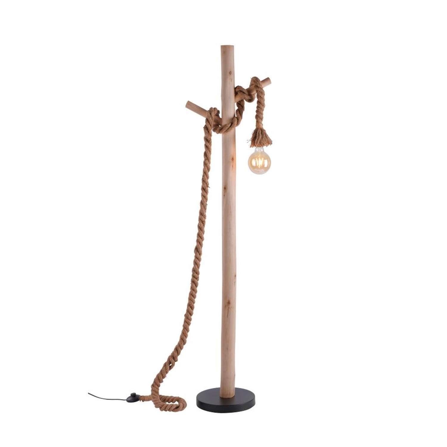 Paul Neuhaus Vloerlamp Rope H 150 cm bruin-zwart