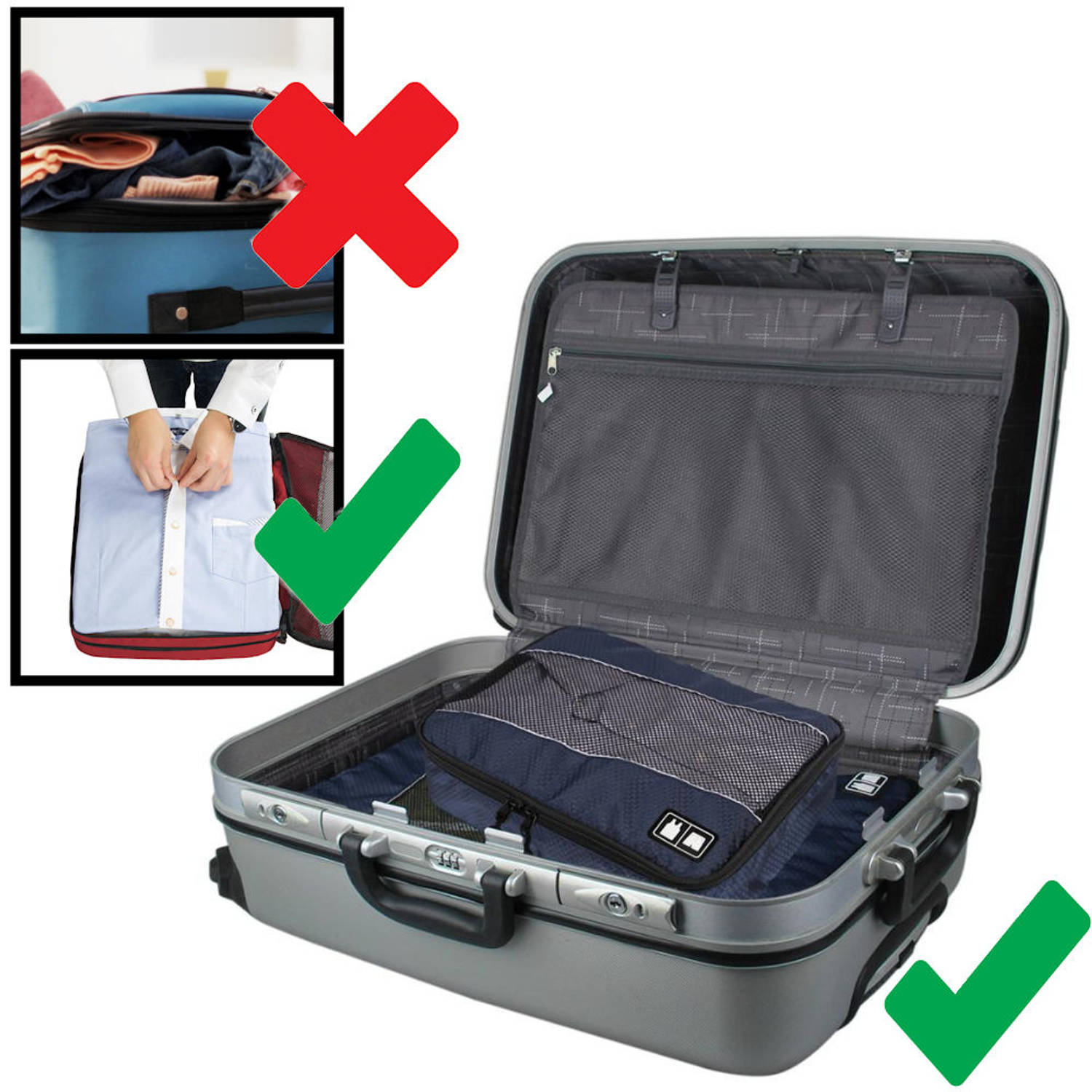 Resistent Mauve Gymnast Packing Cubes 3 Delige reis Set - Koffer organizer - Handbagage inpak |  Blokker