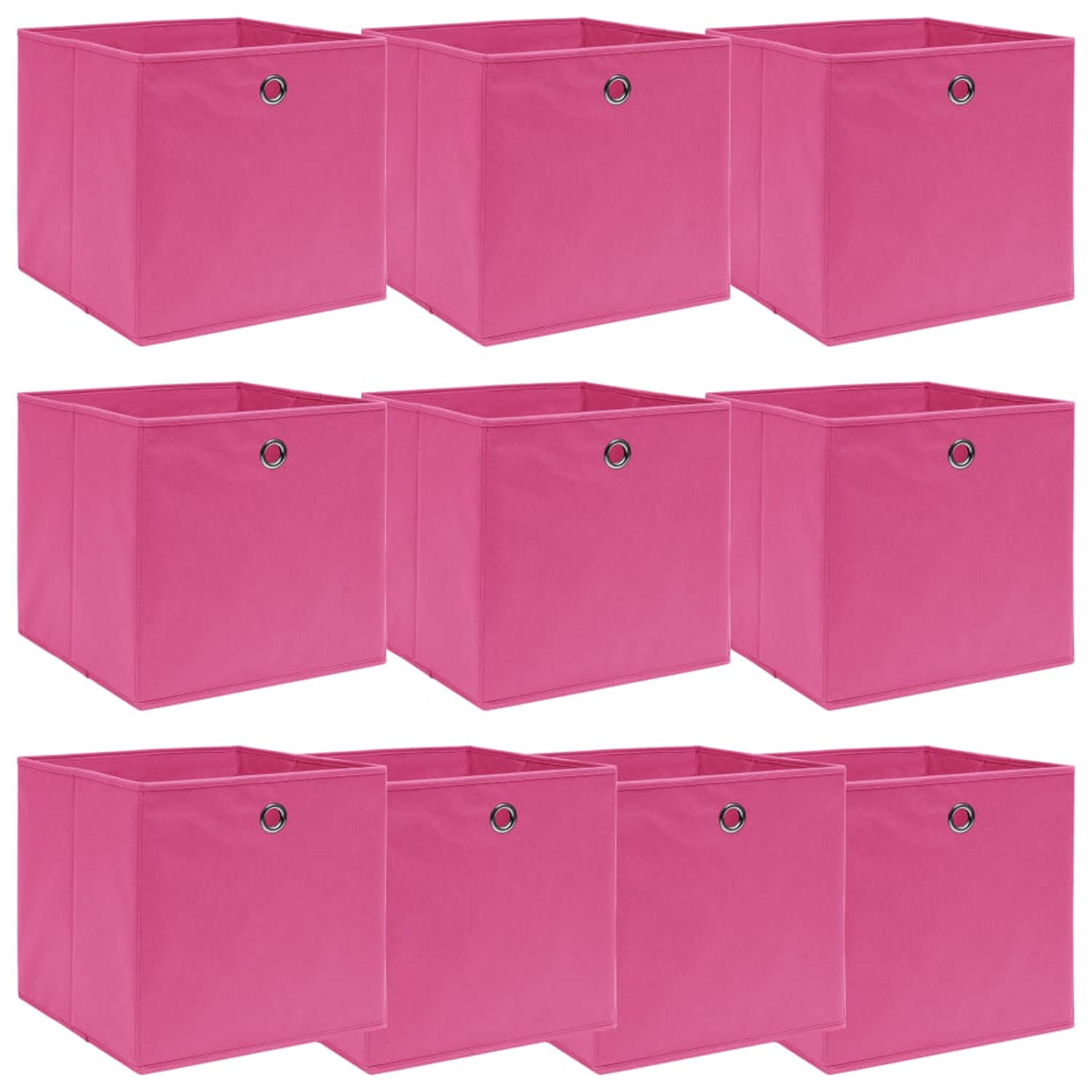 vidaXL Opbergboxen 10 st 32x32x32 cm stof roze