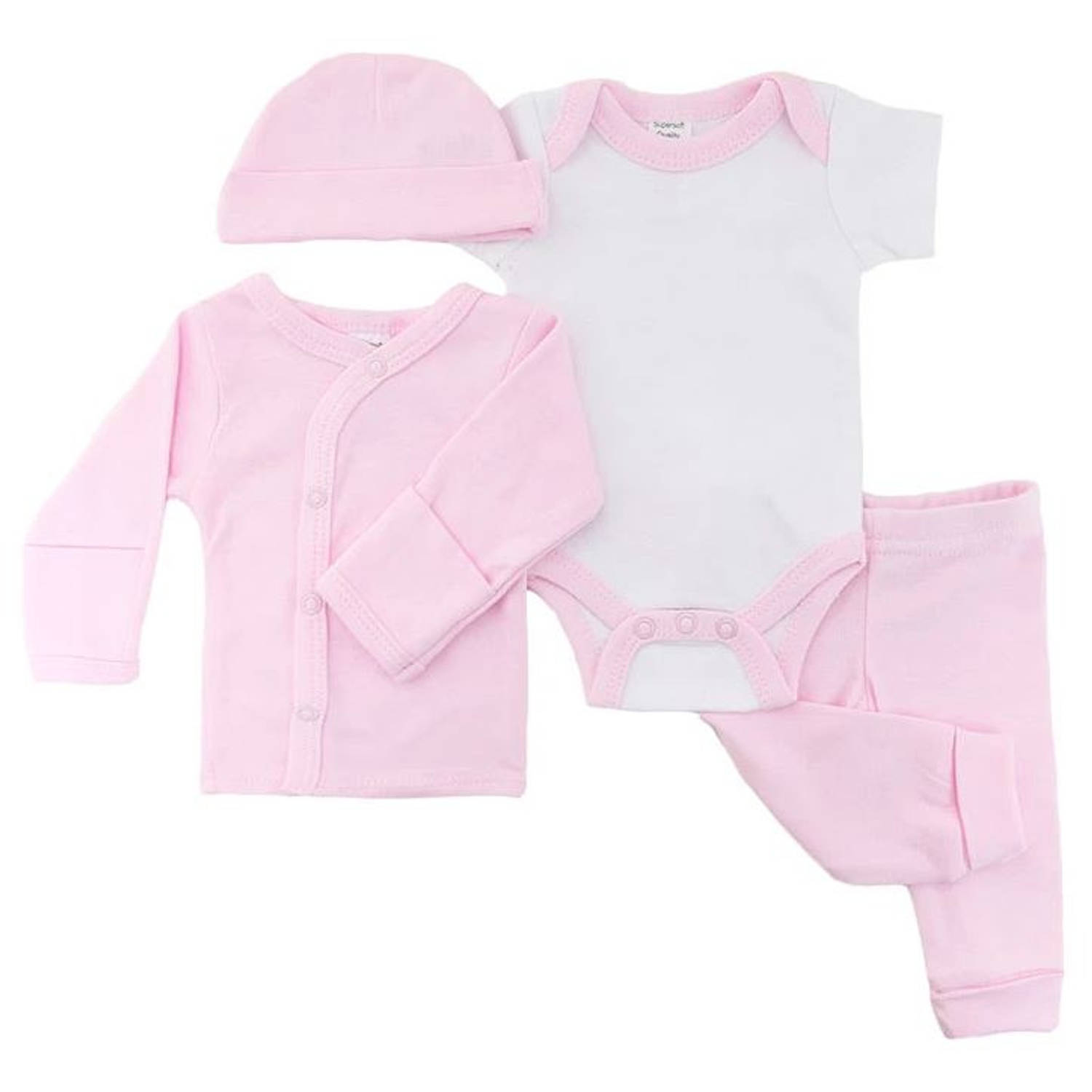 Soft Touch babykleding set meisjes katoen roze 4 delig mt 50 56