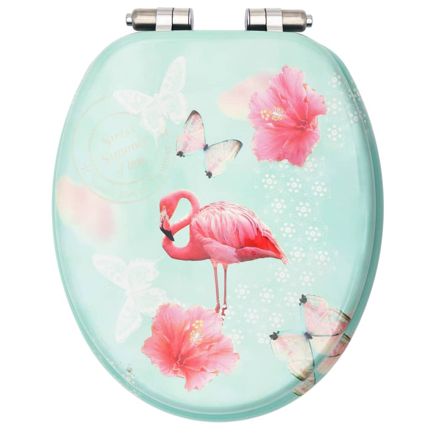 eerlijk Schurk achterzijde vidaXL Toiletbril met soft-close deksel flamingo MDF | Blokker