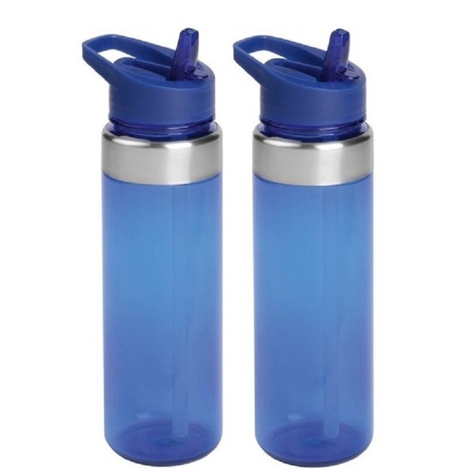 2x Blauwe Drinkflessen/waterflessen 650 Ml - Drinkflessen